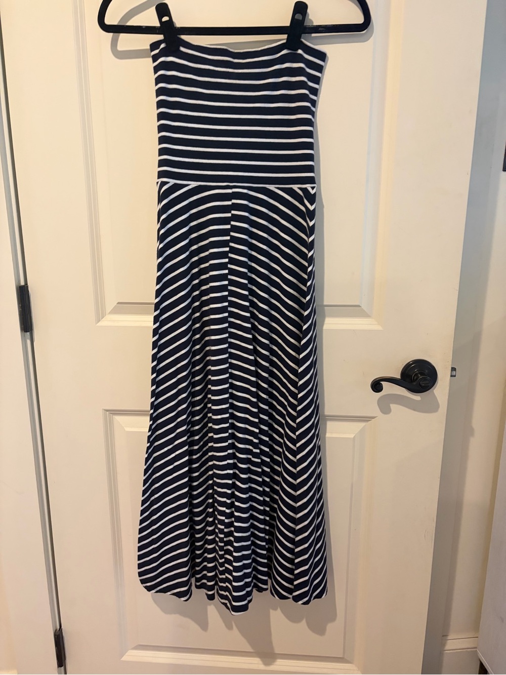 J. Crew Navy and White Strapless Striped Maxi Skirt